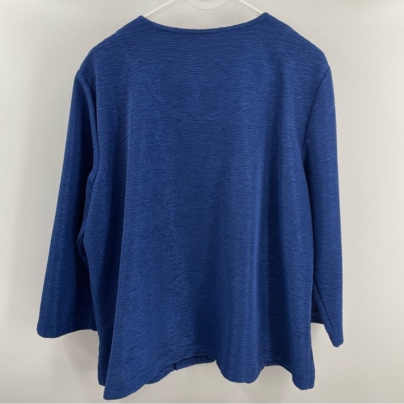 Alfred Dunner Royal Blue Ruched Lightweight Zip Up 3/4 Sleeve Pockets Jacket - Picture 6 of 10